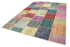 Kirk Yama Grey Patchwork Cotton Wool Handmade Area Rug 6'9'' x 9'10''