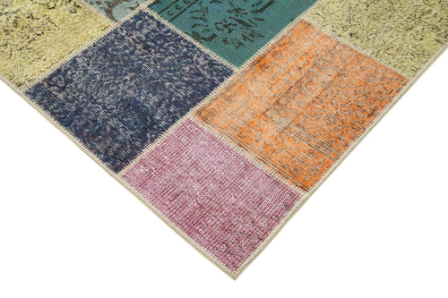 Kirk Yama Grey Patchwork Cotton Wool Handmade Area Rug 6'9'' x 9'10''
