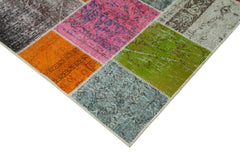 Kirk Yama Grey Patchwork Cotton Wool Handmade Area Rug 6'9'' x 9'10''