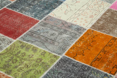 Kirk Yama Grey Patchwork Cotton Wool Handmade Area Rug 6'9'' x 9'10''