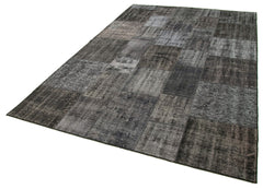 Kirk Yama Black Patchwork Cotton Wool Handmade Area Rug 6'6'' x 9'9''