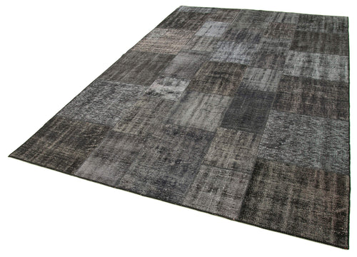 Kirk Yama Black Patchwork Cotton Wool Handmade Area Rug 6'6'' x 9'9''