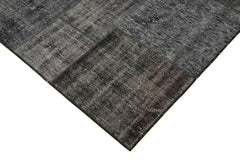 Kirk Yama Black Patchwork Cotton Wool Handmade Area Rug 6'6'' x 9'9''