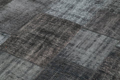 Kirk Yama Black Patchwork Cotton Wool Handmade Area Rug 6'6'' x 9'9''