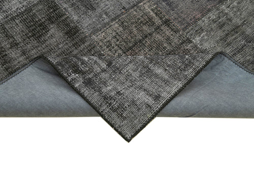 Kirk Yama Black Patchwork Cotton Wool Handmade Area Rug 6'6'' x 9'9''