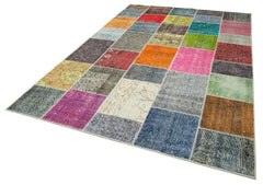 Kirk Yama Grey Patchwork Cotton Wool Handmade Area Rug 6'9'' x 9'10''