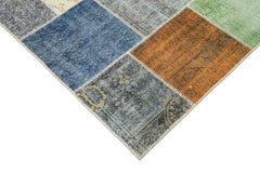 Kirk Yama Grey Patchwork Cotton Wool Handmade Area Rug 6'9'' x 9'10''