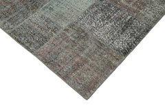 Kirk Yama Grey Patchwork Cotton Wool Handmade Area Rug 6'6'' x 9'11''