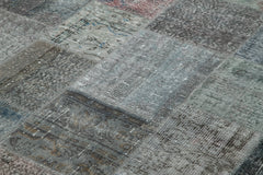 Kirk Yama Grey Patchwork Cotton Wool Handmade Area Rug 6'6'' x 9'11''