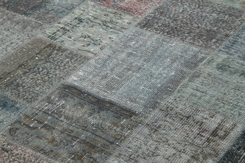 Kirk Yama Grey Patchwork Cotton Wool Handmade Area Rug 6'6'' x 9'11''