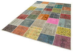 Kirk Yama Grey Patchwork Cotton Wool Handmade Area Rug 6'9'' x 9'9''