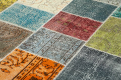 Kirk Yama Grey Patchwork Cotton Wool Handmade Area Rug 6'9'' x 9'9''