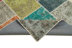 Kirk Yama Grey Patchwork Cotton Wool Handmade Area Rug 6'9'' x 9'9''