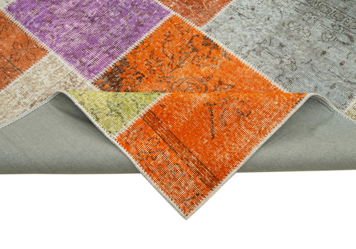 Kirk Yama Grey Patchwork Cotton Wool Handmade Area Rug 6'4'' x 9'10''