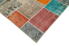 Kirk Yama Grey Patchwork Cotton Wool Handmade Area Rug 6'9'' x 9'10''