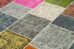 Kirk Yama Grey Patchwork Cotton Wool Handmade Area Rug 6'9'' x 9'10''