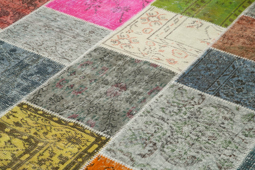 Kirk Yama Grey Patchwork Cotton Wool Handmade Area Rug 6'9'' x 9'10''