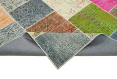 Kirk Yama Grey Patchwork Cotton Wool Handmade Area Rug 6'9'' x 9'10''