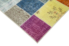Handmade Area Rug - Kirk Yama Grey Patchwork Cotton Wool Carpet 6'9''x9'9''