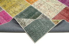 Handmade Area Rug - Kirk Yama Grey Patchwork Cotton Wool Carpet 6'9''x9'9''