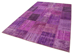 Kirk Yama Purple Patchwork Cotton Wool Handmade Area Rug 6'3'' x 9'10''