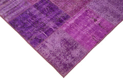 Kirk Yama Purple Patchwork Cotton Wool Handmade Area Rug 6'3'' x 9'10''