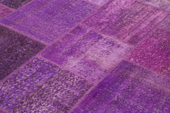 Kirk Yama Purple Patchwork Cotton Wool Handmade Area Rug 6'3'' x 9'10''