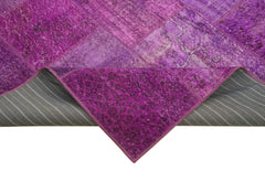 Kirk Yama Purple Patchwork Cotton Wool Handmade Area Rug 6'3'' x 9'10''