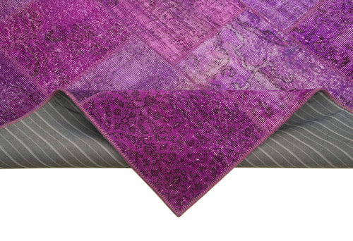 Kirk Yama Purple Patchwork Cotton Wool Handmade Area Rug 6'3'' x 9'10''