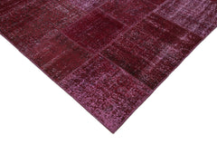 Handmade Area Rug - Red Patchwork Carpet | Cotton Wool Vintage Hand Woven Rug 6'6"x9'10"
