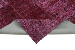 Handmade Area Rug - Red Patchwork Carpet | Cotton Wool Vintage Hand Woven Rug 6'6"x9'10"