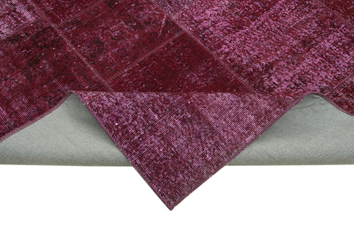 Handmade Area Rug - Red Patchwork Carpet | Cotton Wool Vintage Hand Woven Rug 6'6"x9'10"