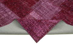 Handmade Area Rug - Red Patchwork Cotton Wool Vintage Turkish Carpet 6'6"x9'10"