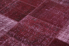 Handmade Area Rug – Kirk Yama Red Patchwork Cotton Wool Vintage Carpet 6'4''x9'10''