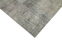 Handmade Area Rug - Kirk Yama Grey Patchwork Cotton Wool Carpet 6'7'' x 9'9''