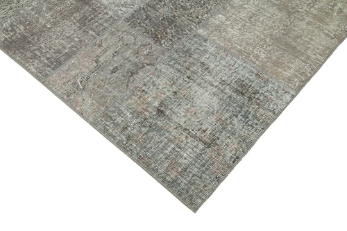 Handmade Area Rug - Kirk Yama Grey Patchwork Cotton Wool Carpet 6'7'' x 9'9''