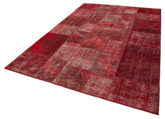 Handmade Area Rug - Kirk Yama Red Patchwork Cotton Wool Carpet 6'7''x9'10''