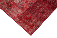 Handmade Area Rug - Kirk Yama Red Patchwork Cotton Wool Carpet 6'7''x9'10''