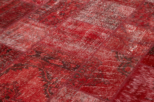 Handmade Area Rug - Kirk Yama Red Patchwork Cotton Wool Carpet 6'7''x9'10''