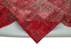 Handmade Area Rug - Kirk Yama Red Patchwork Cotton Wool Carpet 6'7''x9'10''