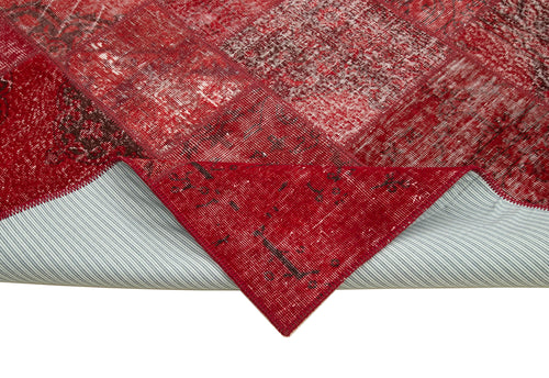 Handmade Area Rug - Kirk Yama Red Patchwork Cotton Wool Carpet 6'7''x9'10''
