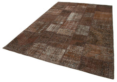 Kirk Yama Brown Patchwork Cotton Wool Handmade Area Rug 6'8'' x 9'11''