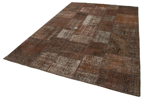 Kirk Yama Brown Patchwork Cotton Wool Handmade Area Rug 6'8'' x 9'11''