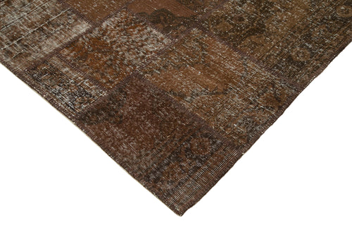 Kirk Yama Brown Patchwork Cotton Wool Handmade Area Rug 6'8'' x 9'11''