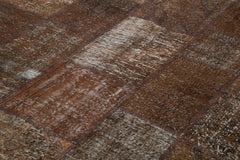 Kirk Yama Brown Patchwork Cotton Wool Handmade Area Rug 6'8'' x 9'11''