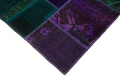 Handmade Area Rug - Kirk Yama Grey Patchwork Cotton Wool Carpet 6'8''x10'2''