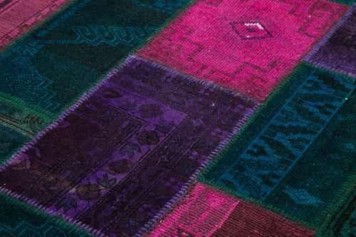 Handmade Area Rug - Kirk Yama Grey Patchwork Cotton Wool Carpet 6'8''x10'2''