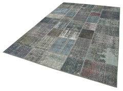 Kirk Yama Grey Patchwork Cotton Wool Handmade Area Rug 6'6'' x 9'10''