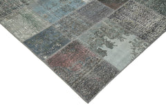 Kirk Yama Grey Patchwork Cotton Wool Handmade Area Rug 6'6'' x 9'10''
