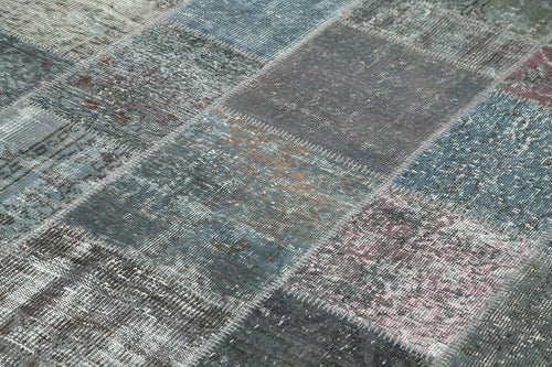 Kirk Yama Grey Patchwork Cotton Wool Handmade Area Rug 6'6'' x 9'10''